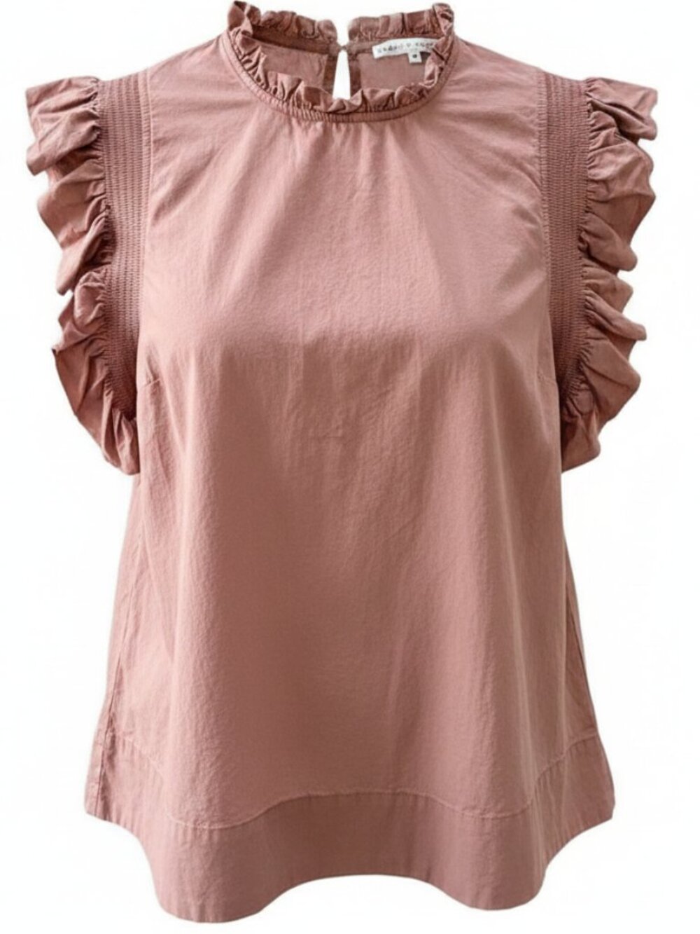 English Factory Ruffle Smocked Blouse Top Pink Size M
